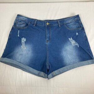 Womens Cunlin Distressed‎ Jean Shorts  3XL
